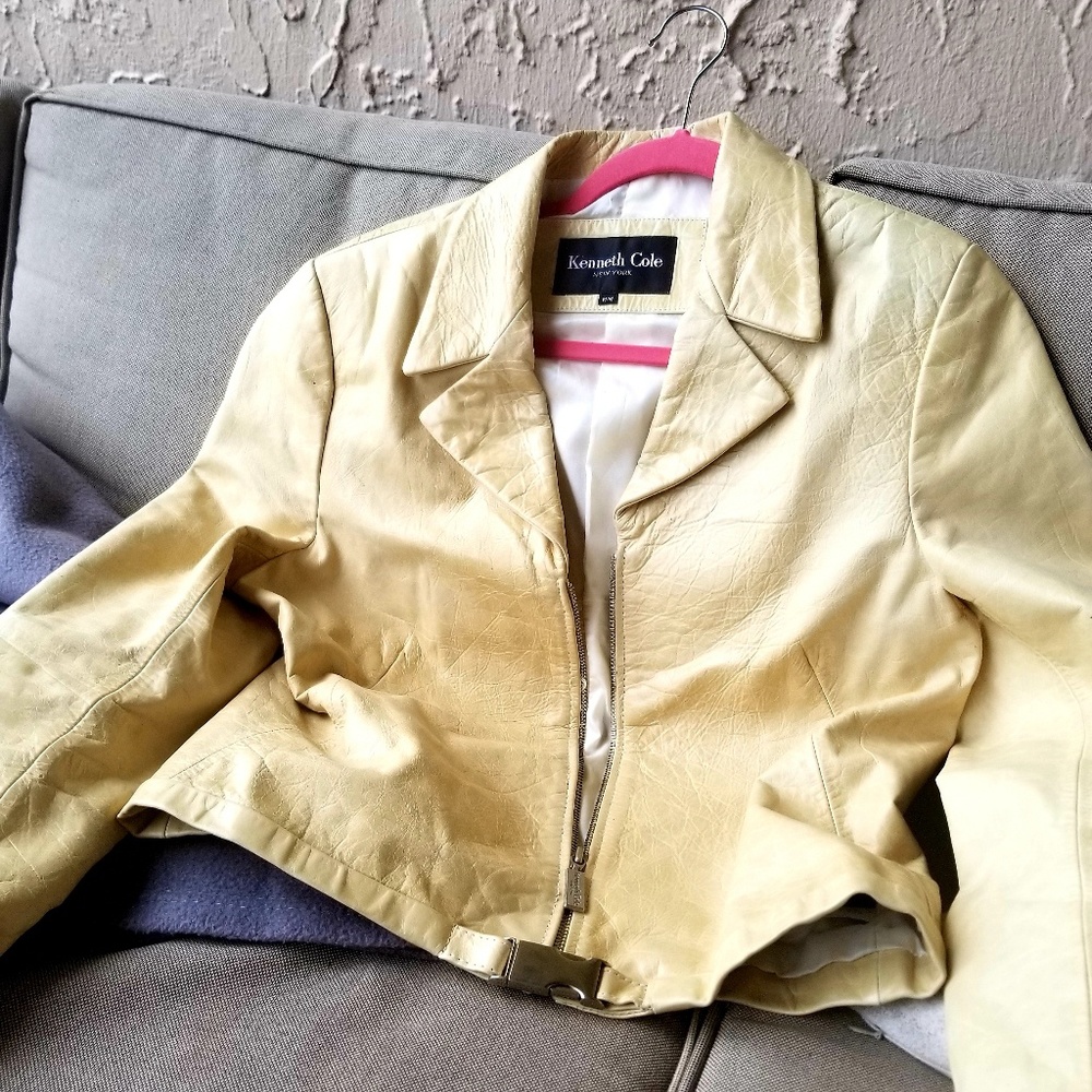Kenneth Cole White Leather Jacket